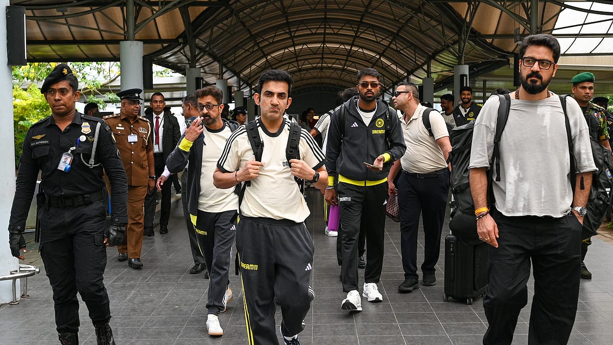 Photo: Sri Lanka Cricket : India's new head coach Gautam Gambhir with Hardik Pandya arrived in Sri Lanka on Monday evening.